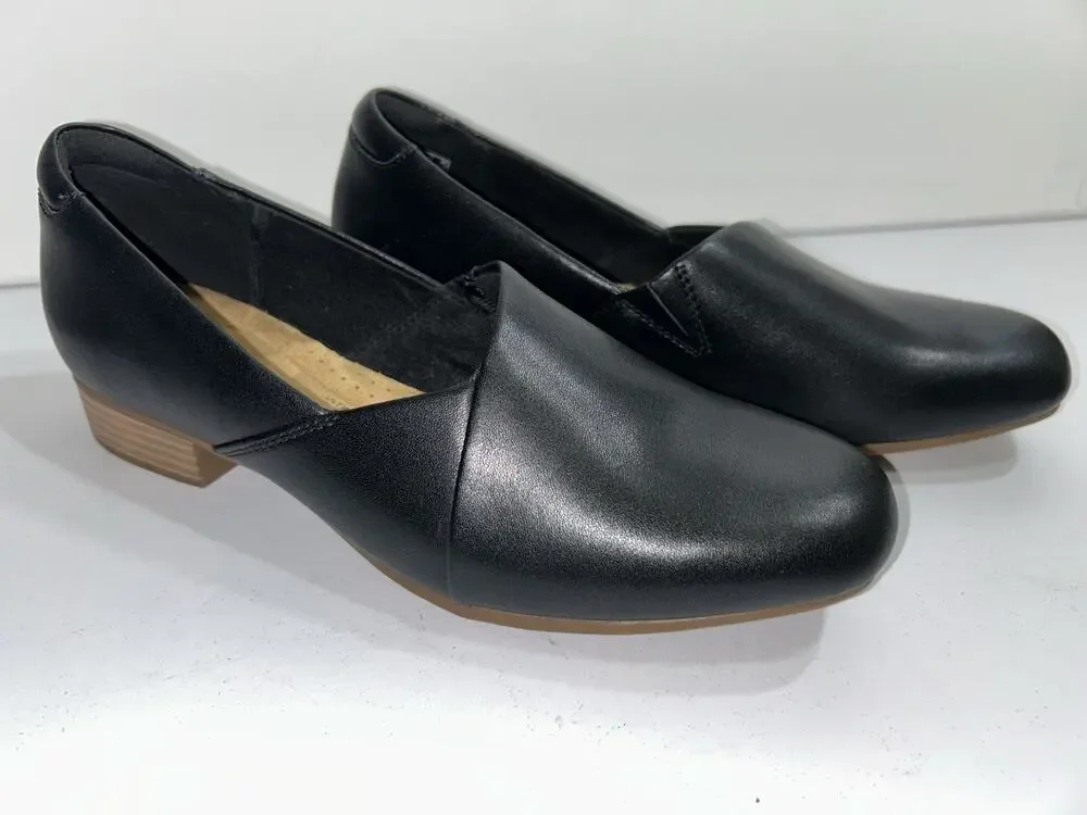 Clarks Juliet Palm Loafer Black Leather Slip On Shoes Women’s Size 9